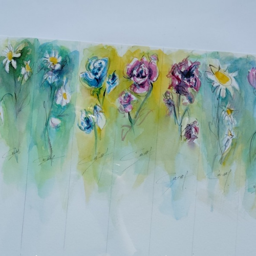 Marques pages Aquarelle aux Fleurs